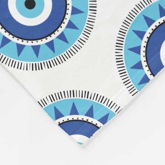 Griechisches Evil Eye Blau Fleecedecke (Ecke)