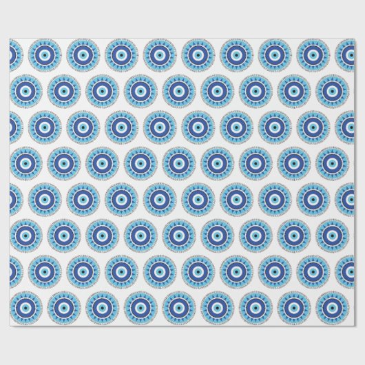 Griechisches Evil Eye Blau Geschenkpapier (Flach)