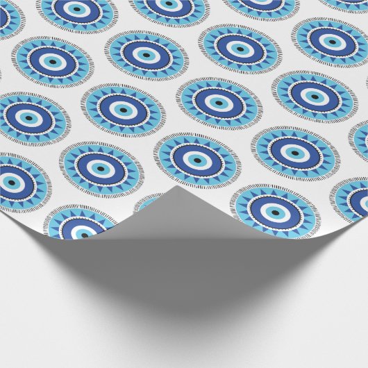 Griechisches Evil Eye Blau Geschenkpapier (Ecke)