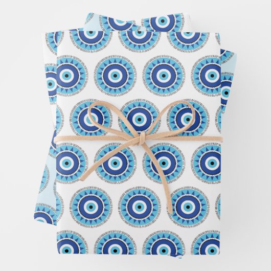 Griechisches Evil Eye Blau Geschenkpapier Set (Beispiel)