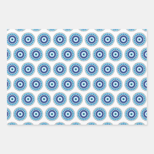 Griechisches Evil Eye Blau Geschenkpapier Set (Vorderseite)
