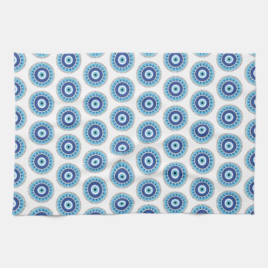 Griechisches Evil Eye Blau Geschirrtuch (Horizontal)