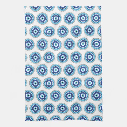 Griechisches Evil Eye Blau Geschirrtuch (Vertikal)