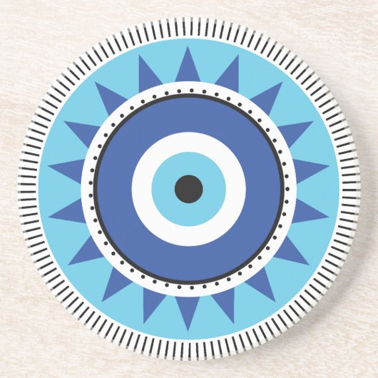 Griechisches Evil Eye Blau Getränkeuntersetzer (Vorne)