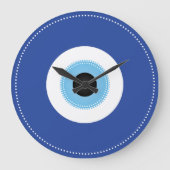 Griechisches Evil Eye Blau Große Wanduhr (Vorderseite)