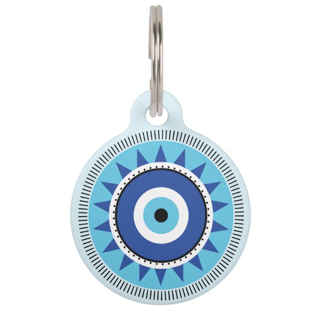 Griechisches Evil Eye Blau Haustiermarke (Vorderseite)
