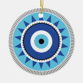 Griechisches Evil Eye Blau Keramik Ornament (Vorne)