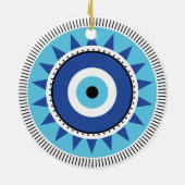 Griechisches Evil Eye Blau Keramik Ornament (Hinten)