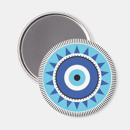 Griechisches Evil Eye Blau Magnet (Vorderseite/Rückseite)