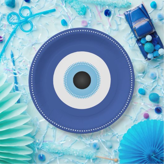 Griechisches Evil Eye Blau Pappteller (Party)