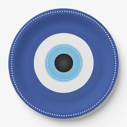 Griechisches Evil Eye Blau Pappteller (Vorderseite)