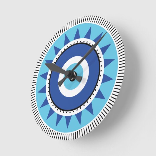 Griechisches Evil Eye Blau Runde Wanduhr (Winkel)