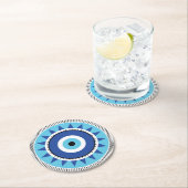 Griechisches Evil Eye Blau Runder Pappuntersetzer (Vor Ort)
