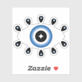Griechisches Evil Eye Blau Schwarz-weiß Aufkleber (Blatt)