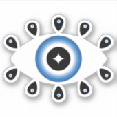 Griechisches Evil Eye Blau Schwarz-weiß Aufkleber (Vorderseite)