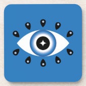 Griechisches Evil Eye Blau Schwarz-weiß Getränkeuntersetzer (Vorderseite)