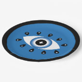 Griechisches Evil Eye Blau Schwarz-weiß Pappteller (Schrägansicht)