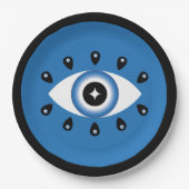 Griechisches Evil Eye Blau Schwarz-weiß Pappteller (Vorderseite)