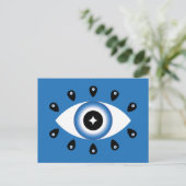 Griechisches Evil Eye Blau Schwarz-weiß Postkarte (Stehend Vorderseite)