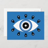 Griechisches Evil Eye Blau Schwarz-weiß Postkarte (Vorne/Hinten)