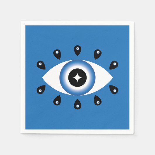 Griechisches Evil Eye Blau Schwarz-weiß Serviette (Vorderseite)