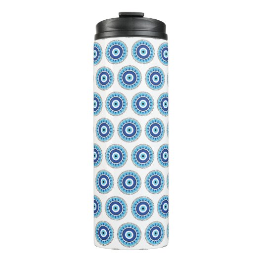 Griechisches Evil Eye Blau Thermosbecher (Vorderseite)