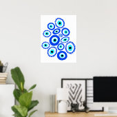Griechisches Evil Eye Blau und Weiße Grafik Poster (Heimbüro)