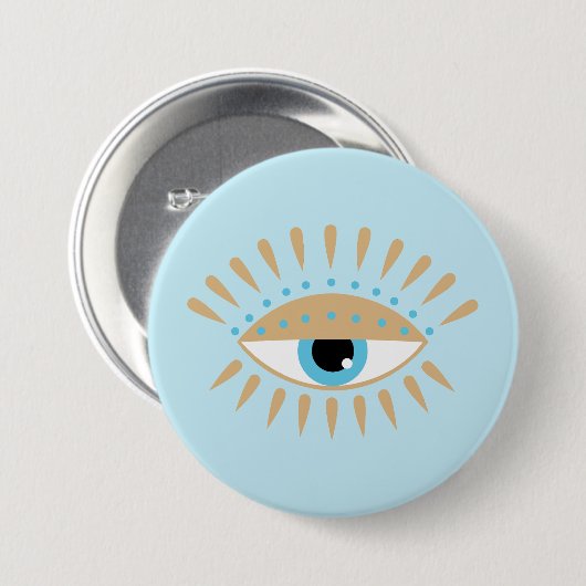 Griechisches Evil Eye Blue Button (Vorne & Hinten)