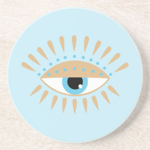 Griechisches Evil Eye Blue Getränkeuntersetzer