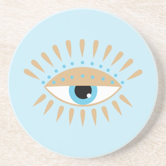 Griechisches Evil Eye Blue Getränkeuntersetzer (Vorne)