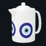 Griechisches Evil Eye Blue Mati dekoratives Teekes<br><div class="desc">Griechisches Evil Eye Blue Mati dekoratives Teekessel-Design mit Deckel. Berühmter griechisch / türkischer Charme zeichnend symbolisch für den Glauben an Schutz und viel Glück. Maßgeschneiderter Topf für Zuhause,  Party,  Hochzeit,  Bar,  Restaurant,  Büro etc.</div>