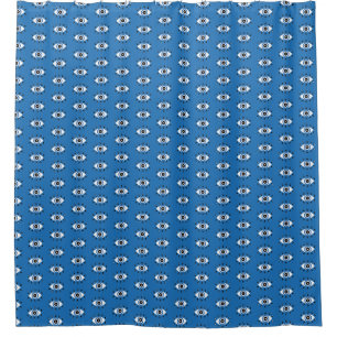 Griechisches Evil Eye Muster Blau Schwarz-weiß Duschvorhang