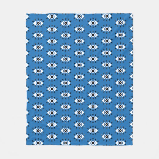 Griechisches Evil Eye Muster Blau Schwarz-weiß Fleecedecke (Vorderseite)