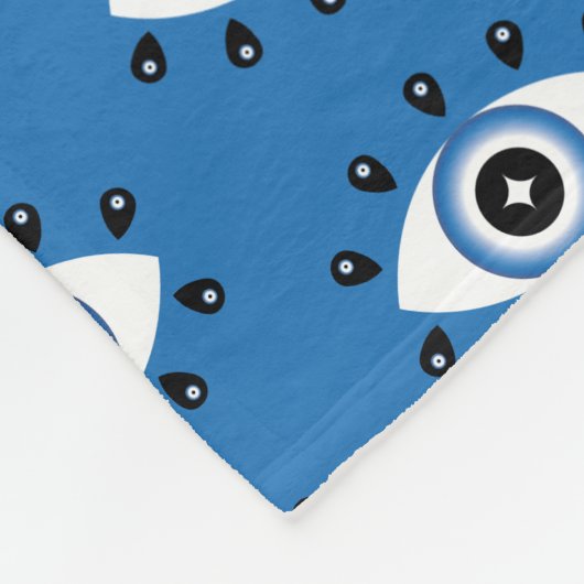 Griechisches Evil Eye Muster Blau Schwarz-weiß Fleecedecke (Ecke)