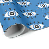 Griechisches Evil Eye Muster Blau Schwarz-weiß Geschenkpapier (Rolleneckpunkt)
