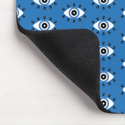 Griechisches Evil Eye Muster Blau Schwarz-weiß Mousepad (Ecke)