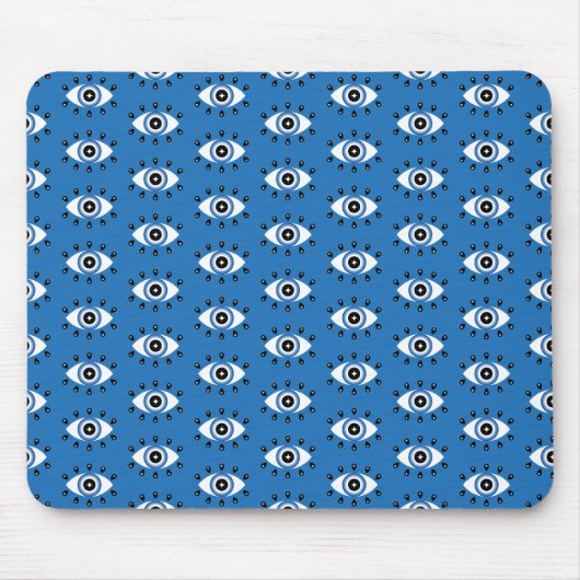 Griechisches Evil Eye Muster Blau Schwarz-weiß Mousepad (Vorne)