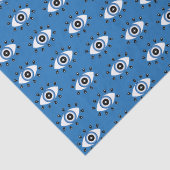 Griechisches Evil Eye Muster Blau Schwarz-weiß Seidenpapier (Detail)