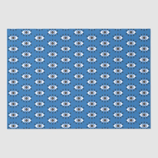 Griechisches Evil Eye Muster Blau Schwarz-weiß Seidenpapier (Vorderseite)
