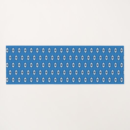 Griechisches Evil Eye Muster Blau Schwarz-weiß Yogamatte (Rückseite (Horizontal))