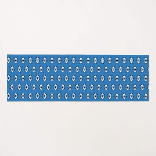 Griechisches Evil Eye Muster Blau Schwarz-weiß Yogamatte (Vorderseite (Horizontal))