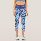Griechisches Evil Eye Muster Capri Leggings (Vorderseite)