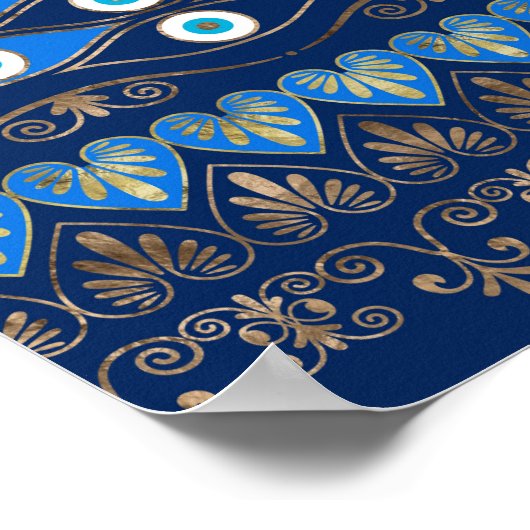 Griechisches Evil Eye Ornament Poster (Ecke)