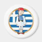 Griechisches Evzone mit Flagge Magnet (Vorne)