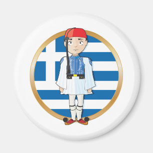 Griechisches Evzone mit Flagge Magnet