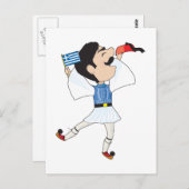Griechisches Evzone tanzt unter Flagge Postkarte (Vorne/Hinten)