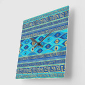 Griechisches Eye und griechisches Schlüsseldekor Quadratische Wanduhr (Winkel)