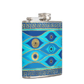 Griechisches Eye und griechisches Schlüsselornamen Flachmann (Rechts)