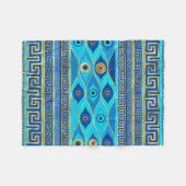 Griechisches Eye und griechisches Schlüsselornamen Fleecedecke (Vorderseite (Horizontal))