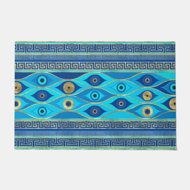 Griechisches Eye und griechisches Schlüsselornamen Fußmatte (Vorderseite)